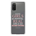 DistinctInk Clear Shockproof Hybrid Case for Galaxy   / 5G (6.7" Screen) -  Bumper Acrylic Back Tempered Glass Screen Protector - Real Girls Go Scuba Diving