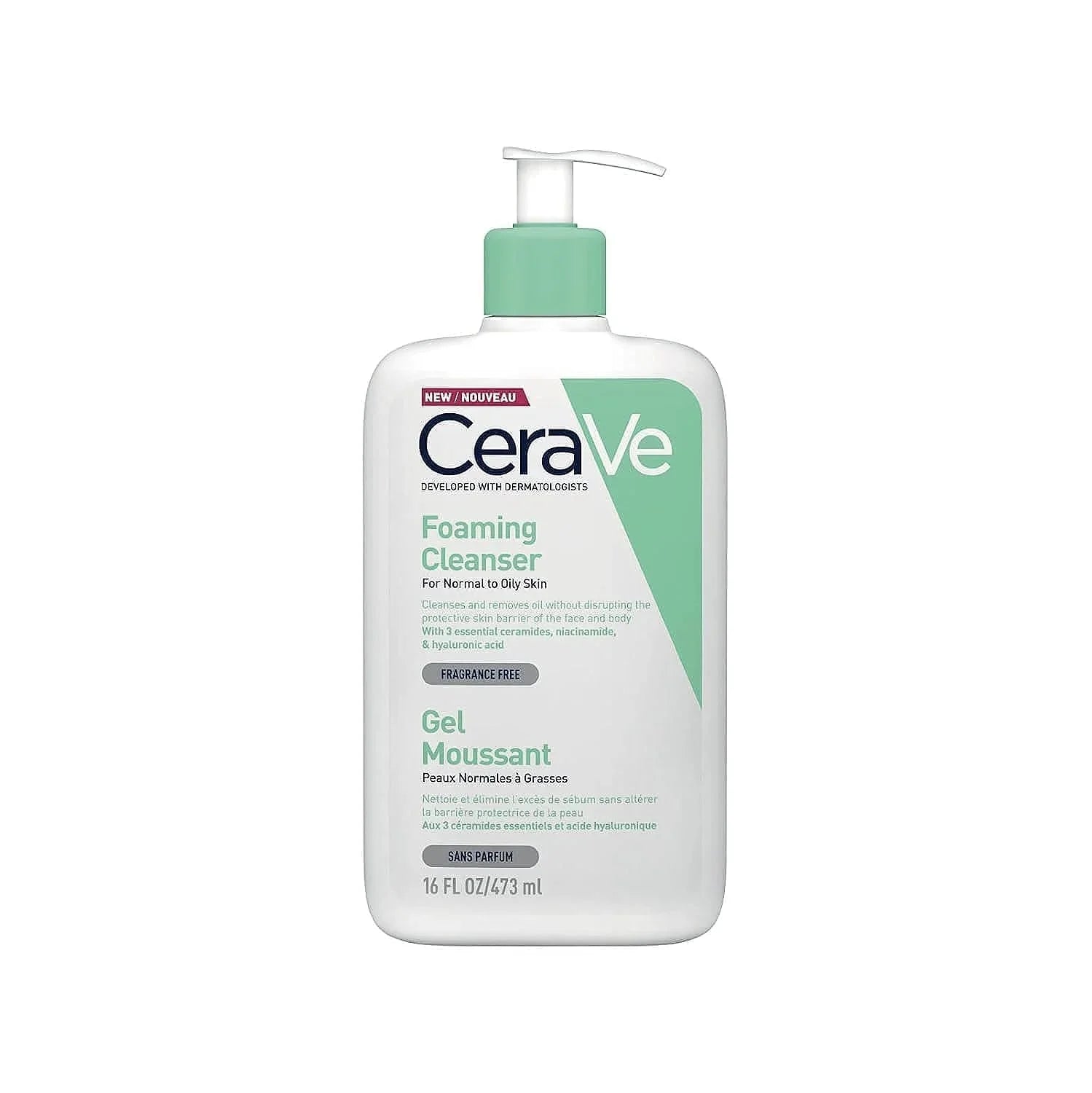 Cerave Foaming Cleanser | 473Ml/16Oz | Daily Face, Body & Hand Wash With Niacinamide, For Normal To Oily Skin