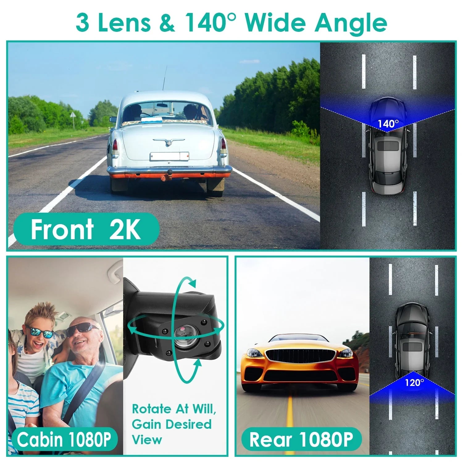 iMounTEK Car Dash Cam Camcorder, 2K Camera Recorder with 140° Angle  WiFi Night Vision -sensor Loop Recording Parking Monitor