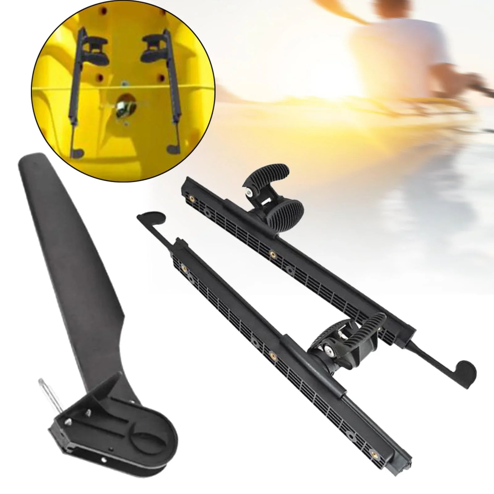 Kayak Rudder Kayak Foot Pegs Boat Tail Watercraft Rudder with Foot Brace Pedals for Fishing Boat Canoeing Marine Accessories