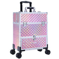 Joligrace Professional Rolling Makeup Case Cosmetic Trolley with Drawers, Pink