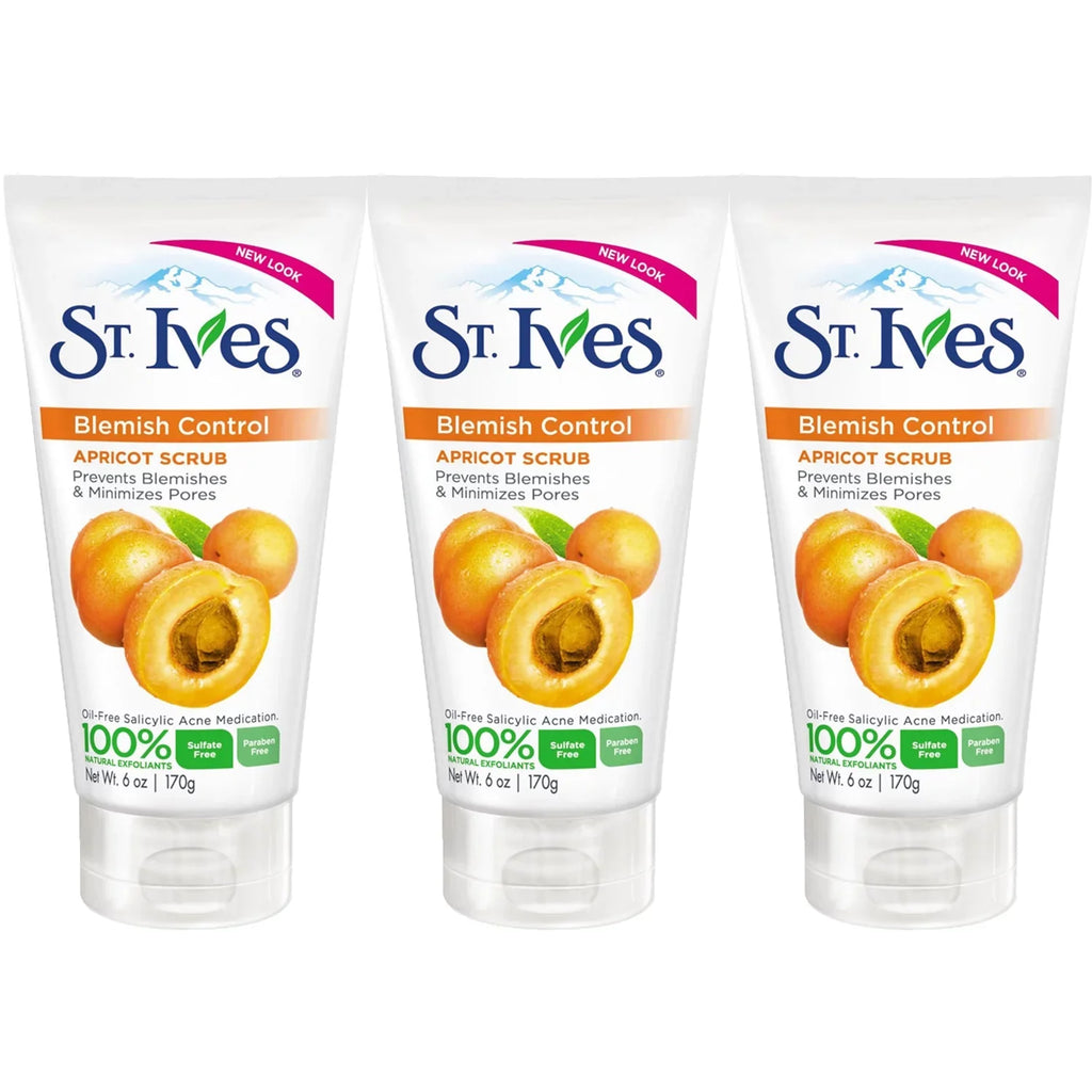 Pack of (3) St. Ives Apricot Scrub Blemish And Blackhead Control  Oily / Acne Prone Skin 6 oz