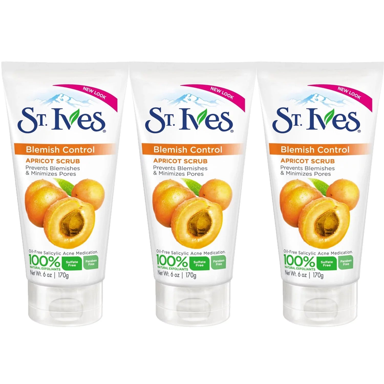 Pack of (3) St. Ives Apricot Scrub Blemish And Blackhead Control  Oily / Acne Prone Skin 6 oz