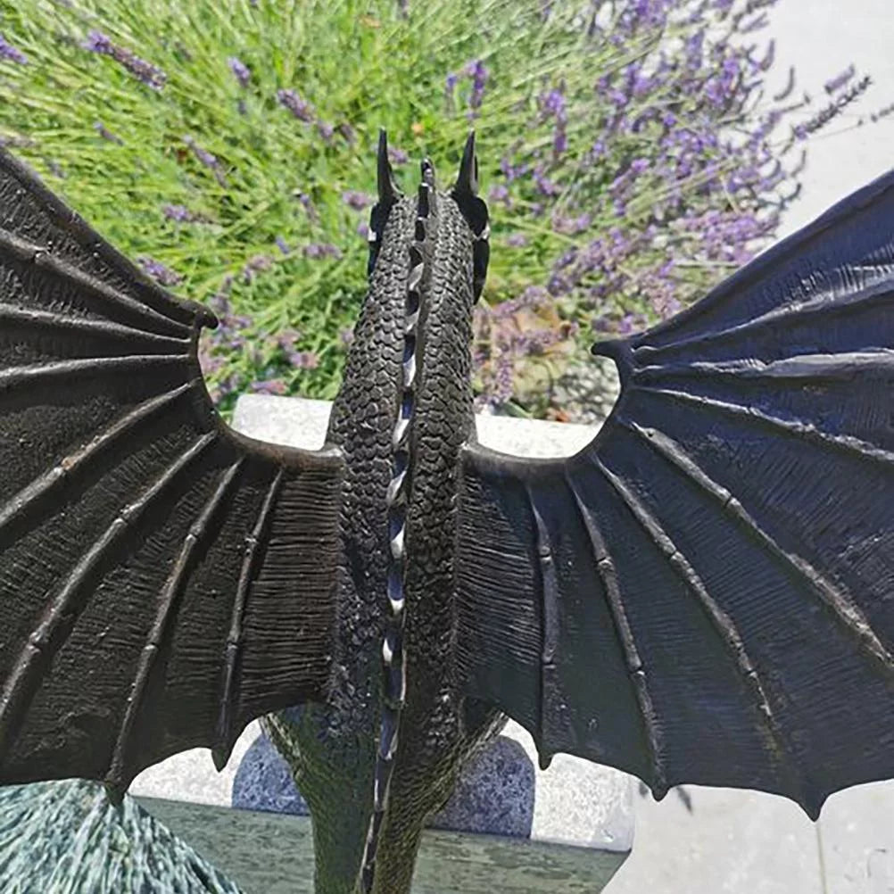 Buumin Garden Dragon Statue Fountain Dragon Ornament Resin Water Feature Sculpture for Home Garden Decoration