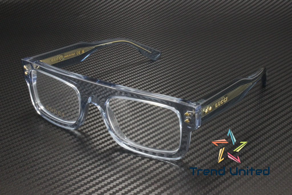 004 Rectangular Squared Light Blue Demo Lens 52mm Men's Eyeglasses