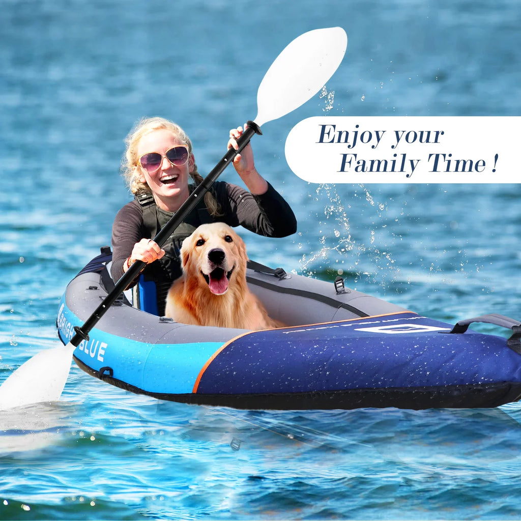 2 Person Inflatable Kayak for Adults Polyester Travel Entertainment Small River or Lake Blue