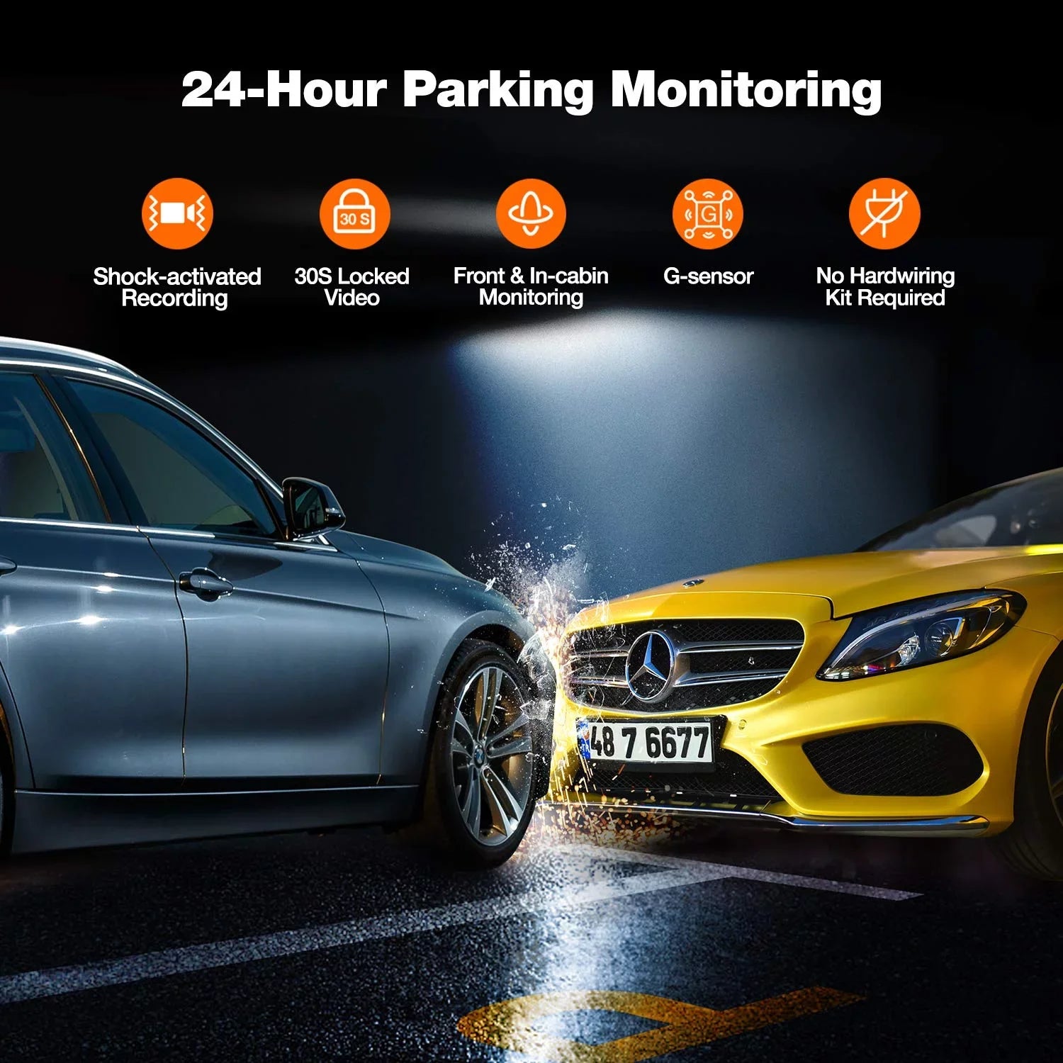 Kingslim  Pro 2K Dash Cam Front and Inside with Wi-Fi  - 2K/1080P Dual Car Dash Camera Driving Recorder, Super Night Vision with 340° Wide Angle, 24H Parking Monitor (No Card)