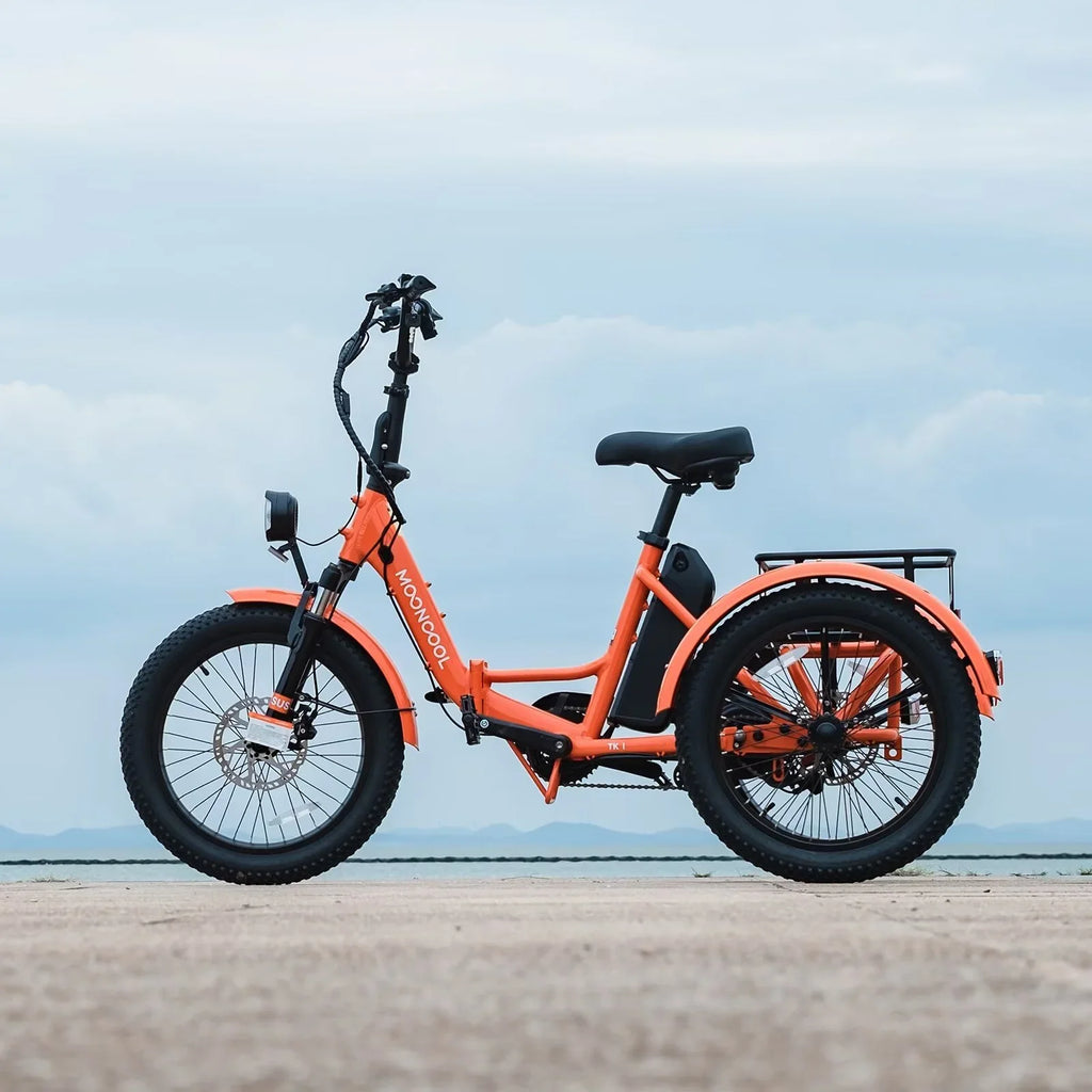 16MPH 500W 48V 14.5Ah 20" Electric Folding Tricycle for Women, Electric Motorized Tricycle Adult, Fat Tire 3 Wheel Electric Bikes, Step-Thru 1-Speed Electric Trike for Senior, Men
