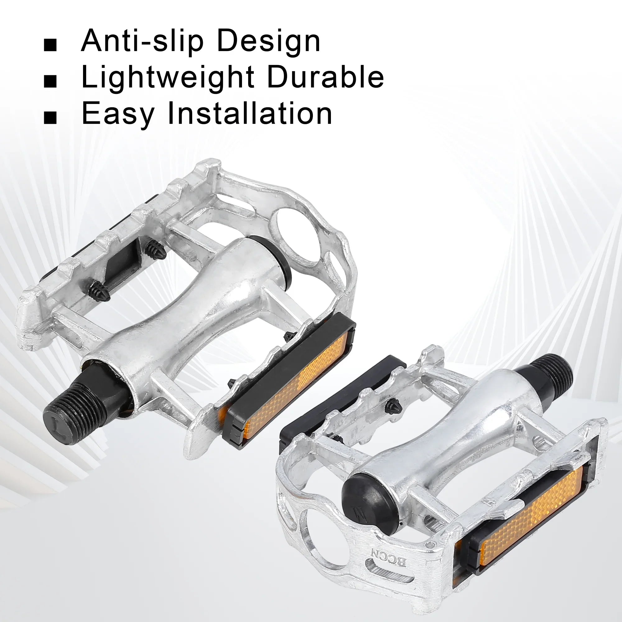 Unique Bargains Black Bicycle Pedals Appropriate for Off-Road Mountains bike Cycling Alumnium Alloy Silver Tone 2Pcs