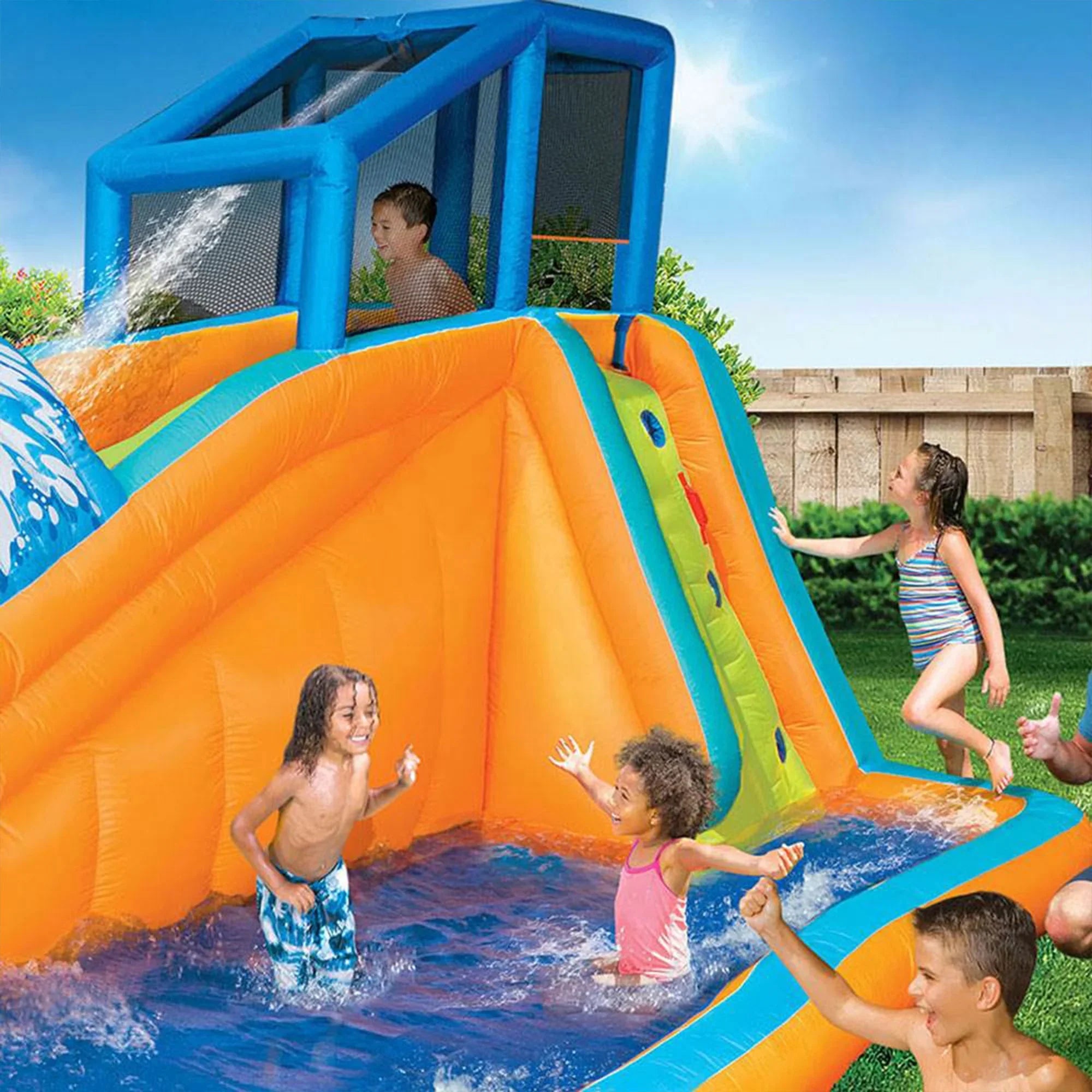 Banzai Surf Rider Kids Inflatable Outdoor Lagoon Water Slide Splash Park