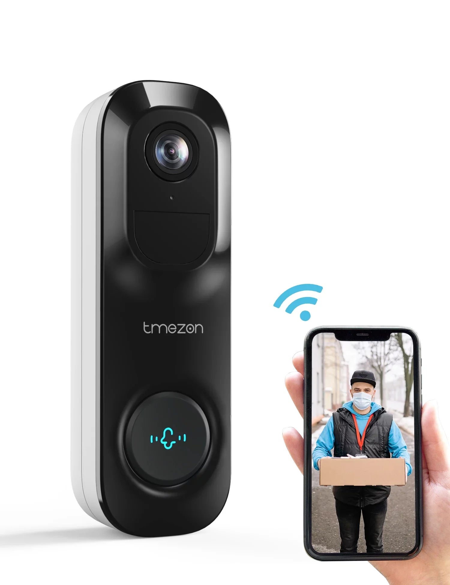 Wireless Doorbell Camera, 2K Smart Video Doorbell Works with Alexa Door Bell Camera for Home Security, 2.4G WiFi Required
