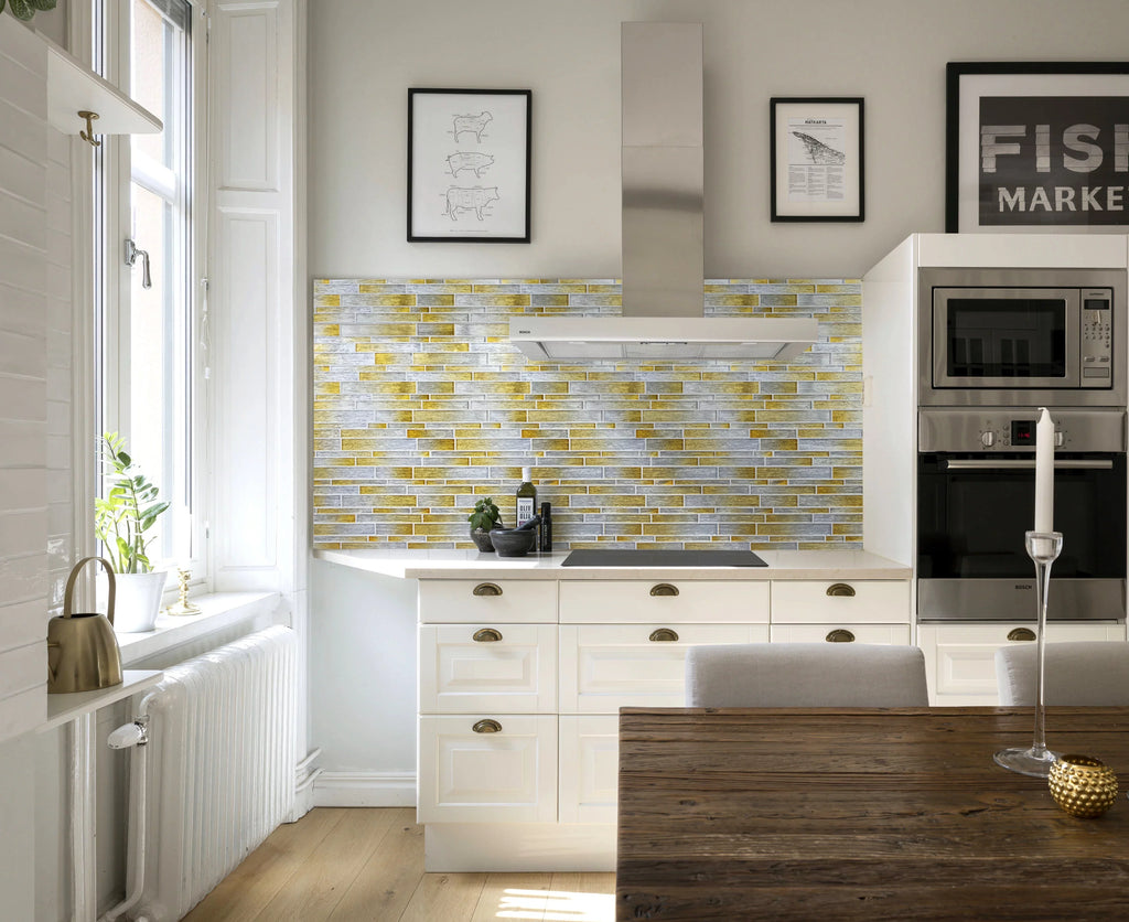 Tiles - Foil Silver/Gold 12 in. x 12 in. Interlocking Glass Mosaic Wall Tile (5 sq. ft. / Case)