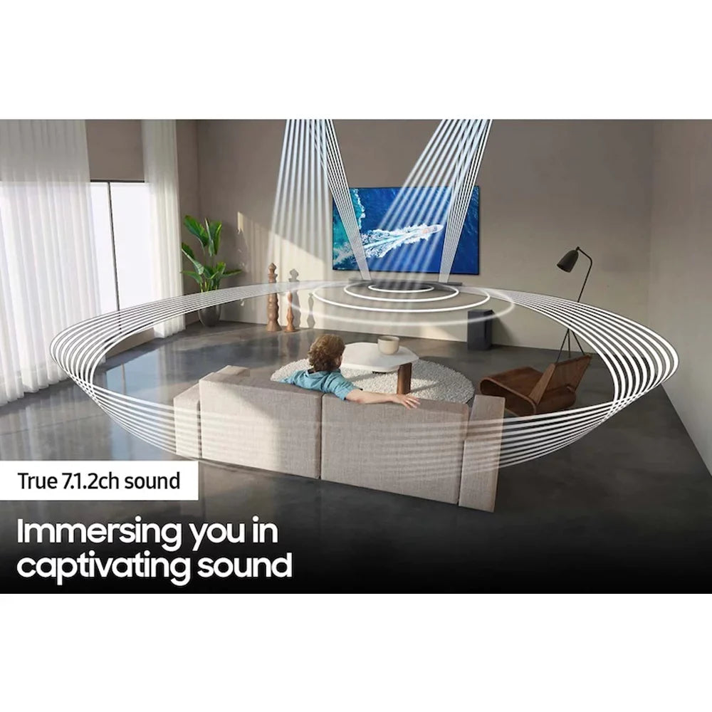 Samsung - 9.1.4ch Surround Sound Wireless Home Theater Bundle 7.1.2ch Dolby Atmos /: Soundbar + Swa-9500S 2.0.2ch Rear Speaker Kit + Subwoofer + Extended Coverage + 2 Deco Gear  Cables