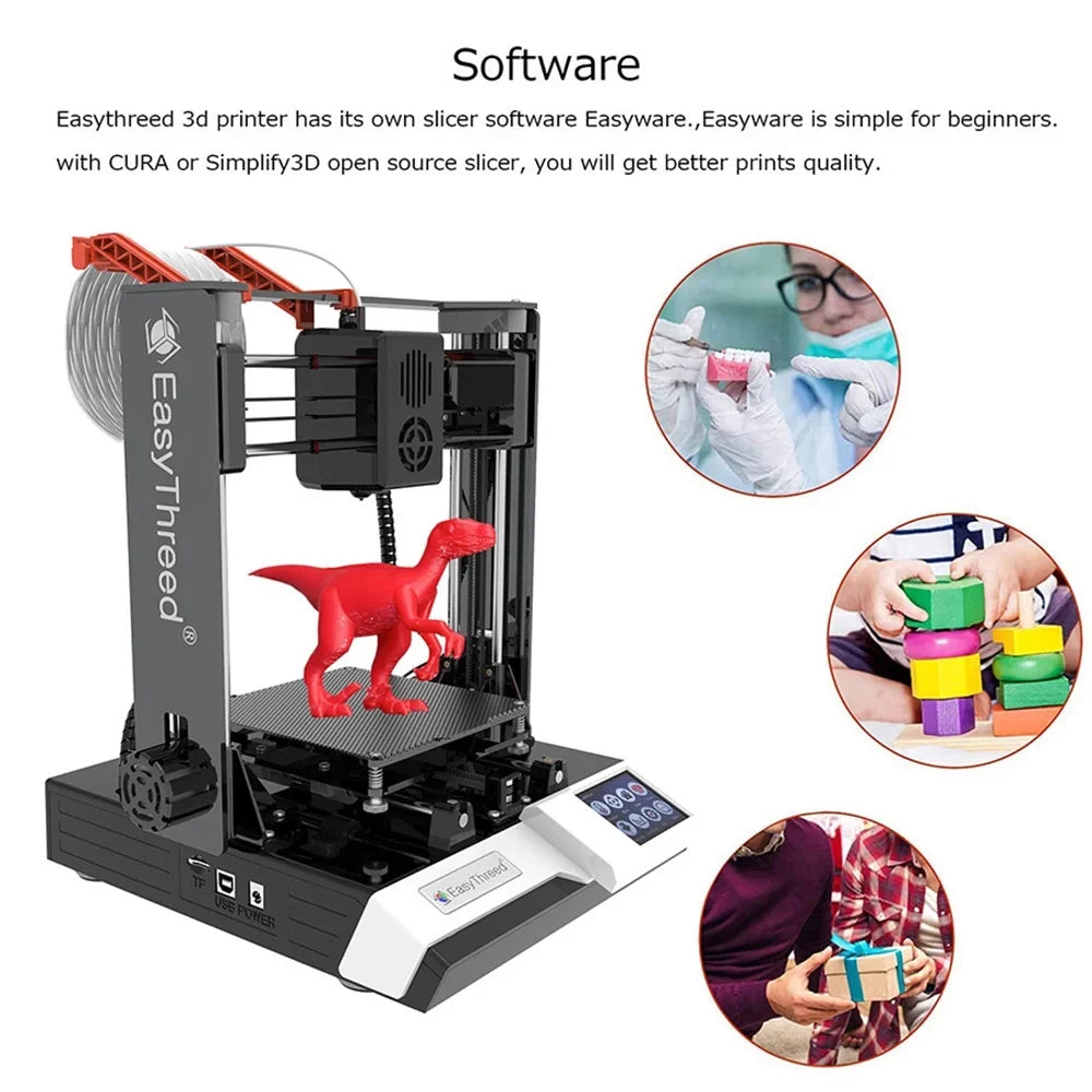 EasyThreed 3D printer,Print Size Removable  Plus 3D Printer  Kids  Printers 3D-Printer 3D Printer Hine 100x100x100mm/4x4x4inches  Comes Plus Printer Hine