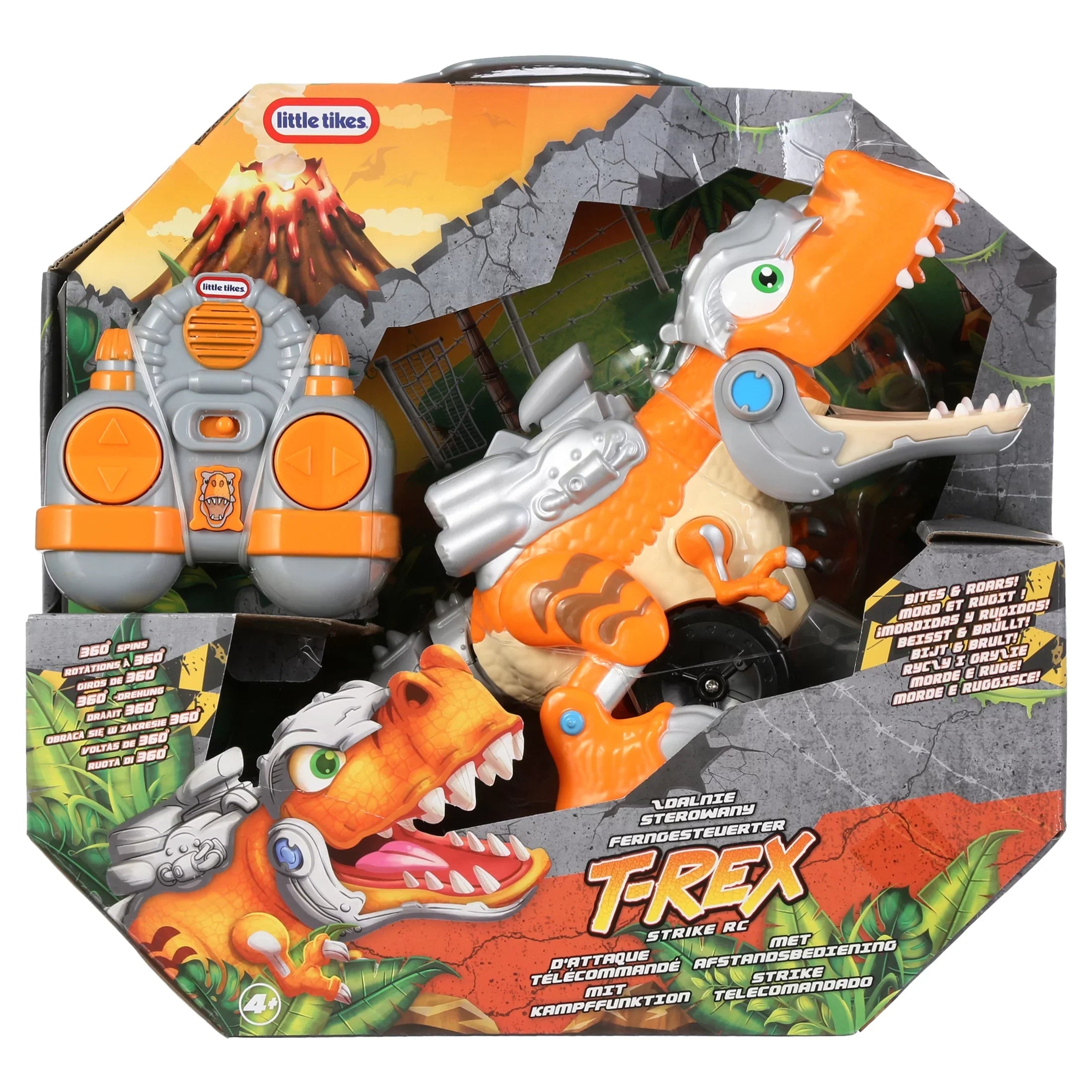 Little Tikes -Rex Strike  Remote Control Chompin' Dinosaur Toy Vehicle Car with Full 360 Degree Spins That Roars, Plays Music and - Gifts for Kids, Toys for Boys & Girls Ages 4 5 6+ Years Old