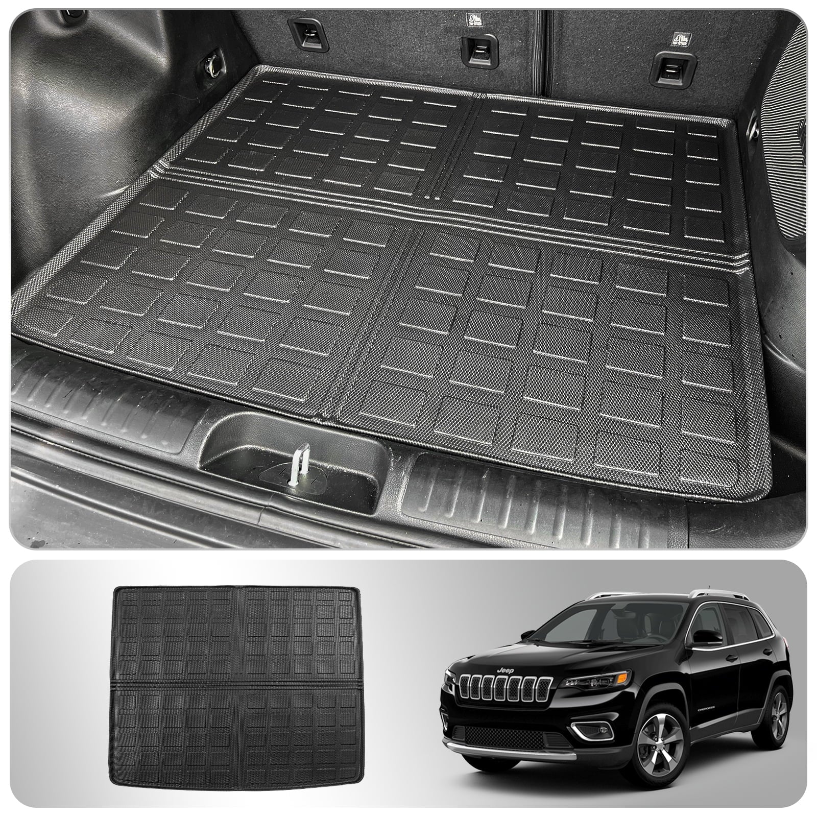 Cargo Mat Compatible with 2019-2023 Jeep Cherokee Trunk Mat Cargo Liner  All Weather Trunk Liner 2022 Cherokee Accessories (Trunk Mat)
