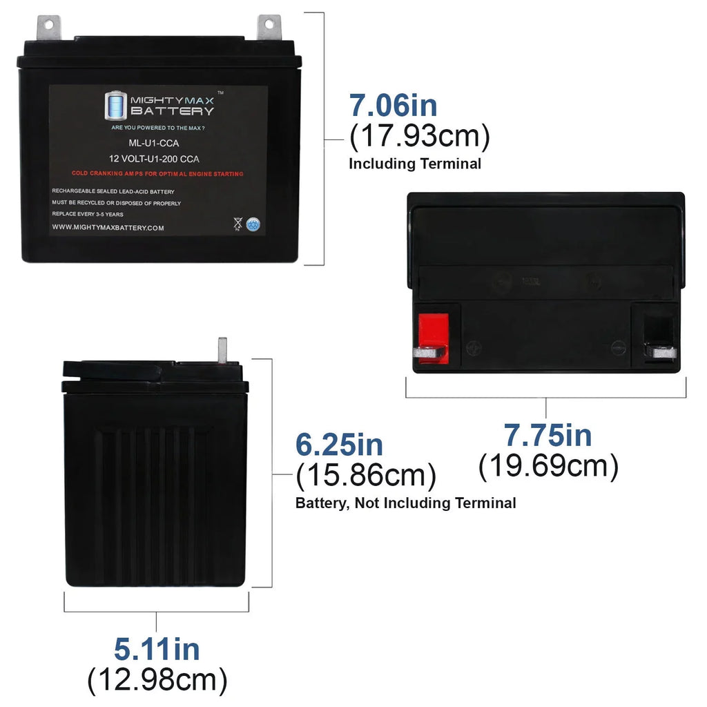 '- 12V 200CCA Battery for Bobcat Textron -219 0Turn Lawn Mower