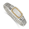 Shey Couture Sterling Silver with 14K Accent Antiqued 1/4 carat Diamond Hinged Bangle Bracelet -
