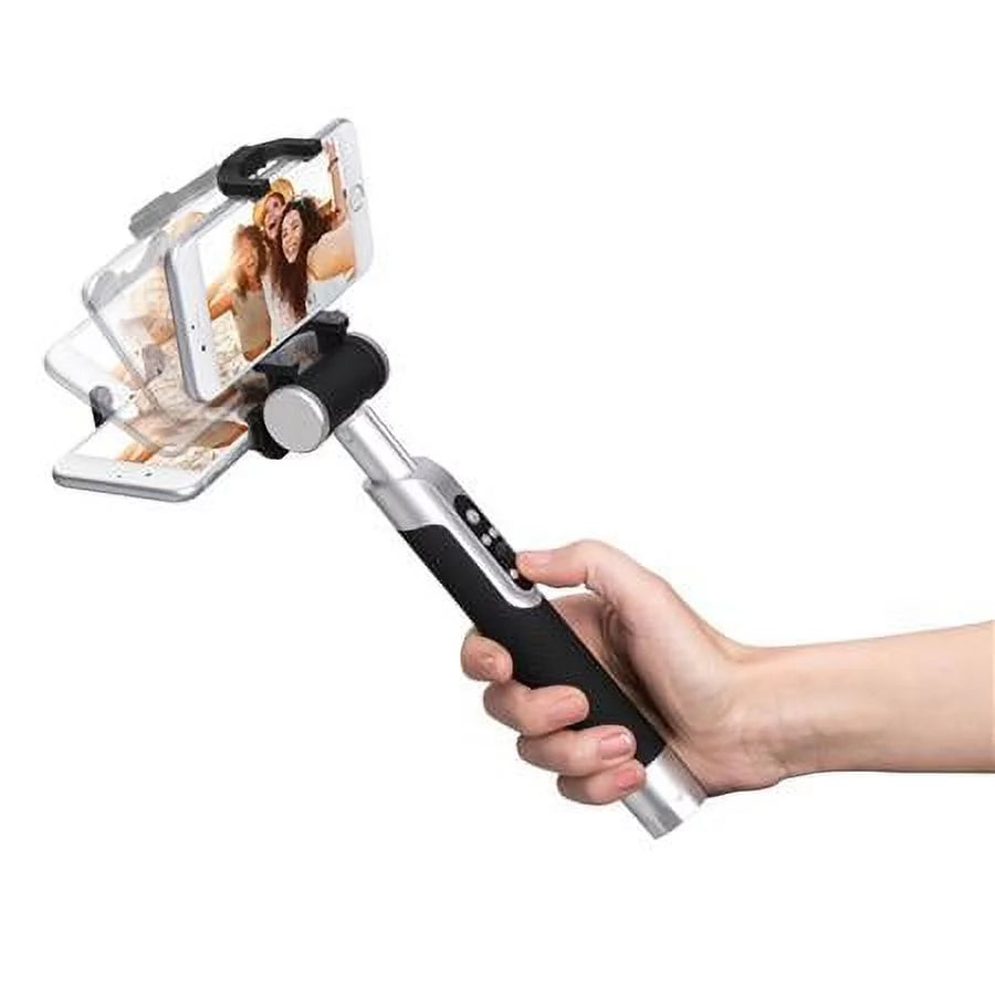 Smart Light Selfie Stick with Rechargeable Battery, Silver Black