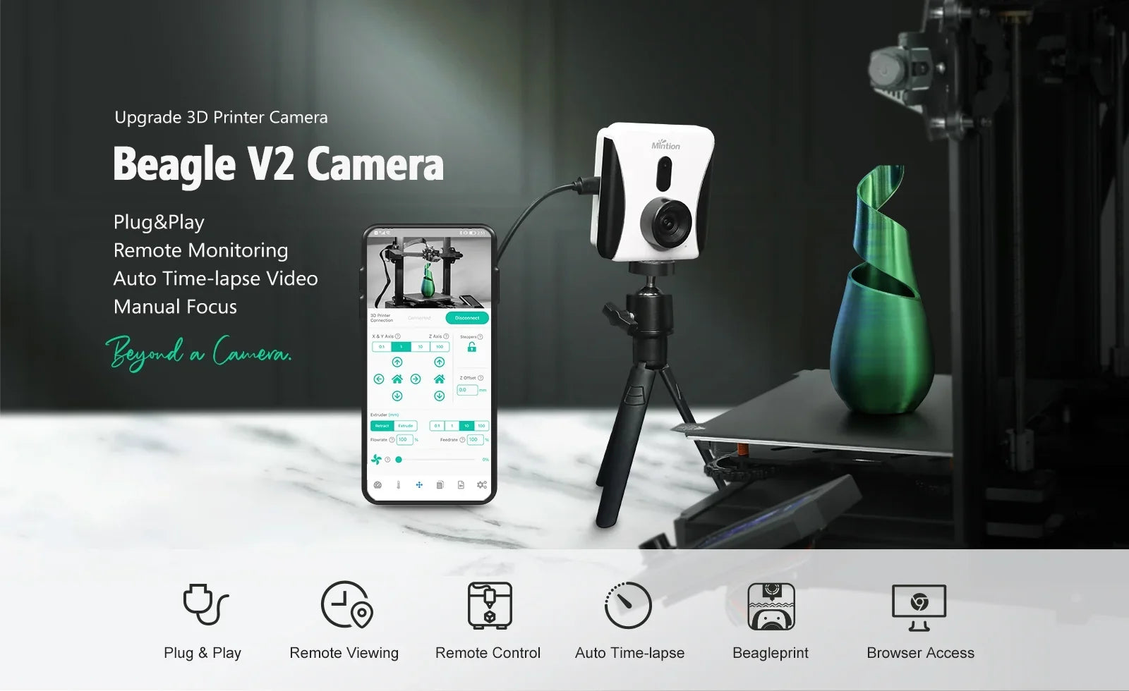 Mintion Beagle  Auto Time-Lapse Camera Plug and Play  Remote Monitoring WiFi Connection