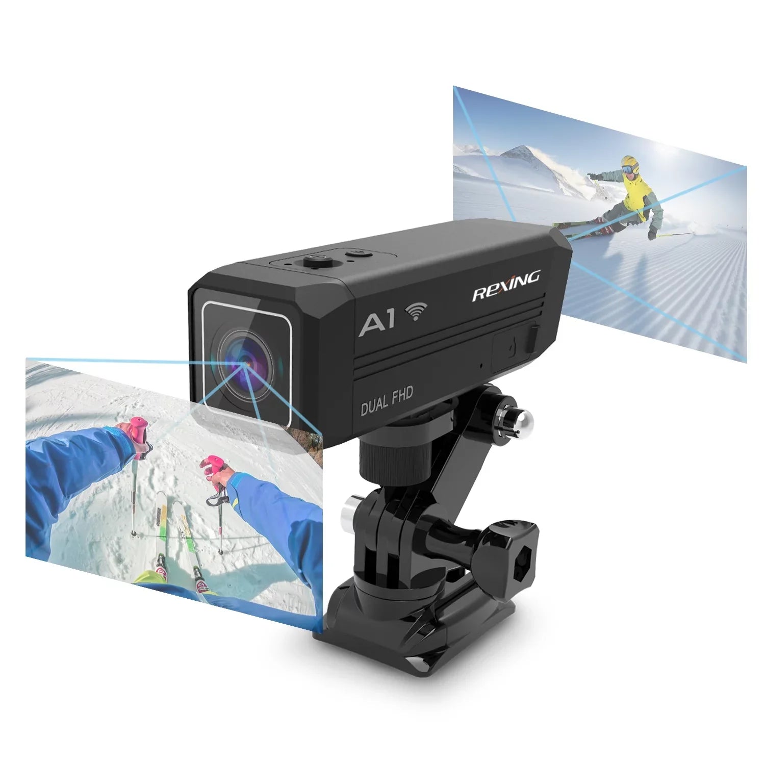 Rexing  Two Way Action Camera Front & Back 1080p@30fps with Wi-Fi Connect
