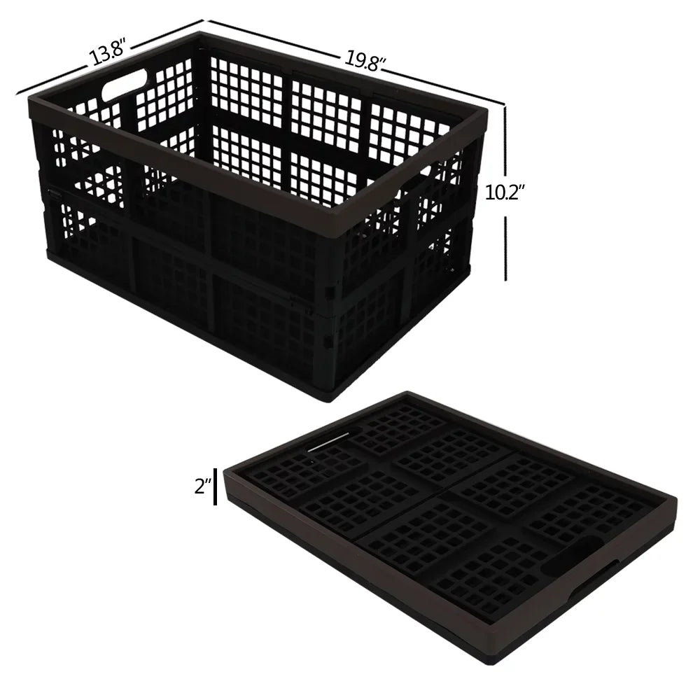 Morcte 42  Plastic Collapsible Storage Crates, Stacking Folding Storage Basket, 3-Pack