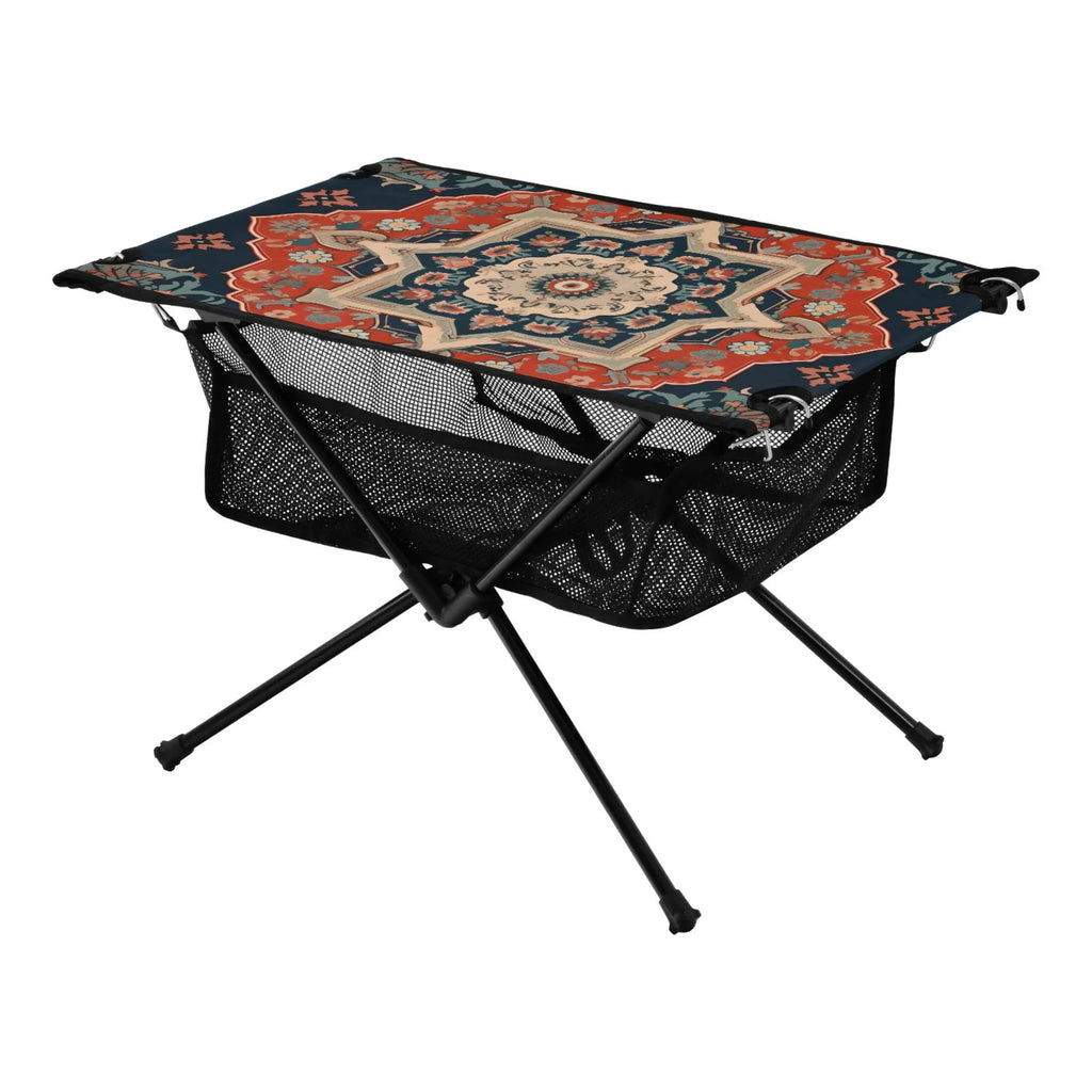 Indian Mandala Pattern Camping Folding Table Portable Beach Table with Storage Bag Compact Picnic Table for Outdoor Travel Fishing