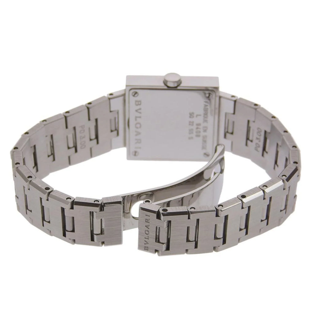 Pre-Owned  Bulgari Quadrado watch  stainless steel silver quartz analog display ladies black dial (Good)
