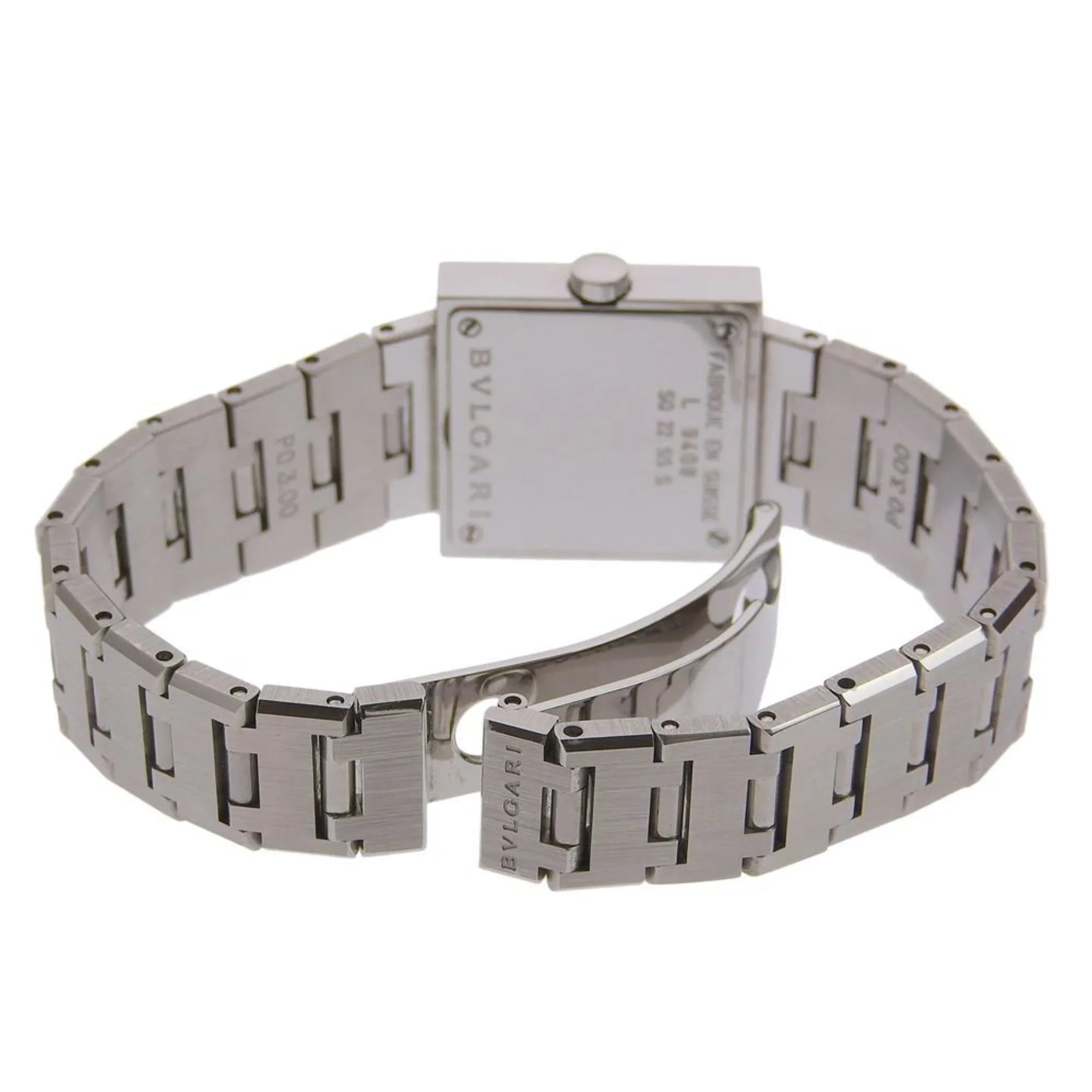 Pre-Owned  Bulgari Quadrado watch  stainless steel silver quartz analog display ladies black dial (Good)