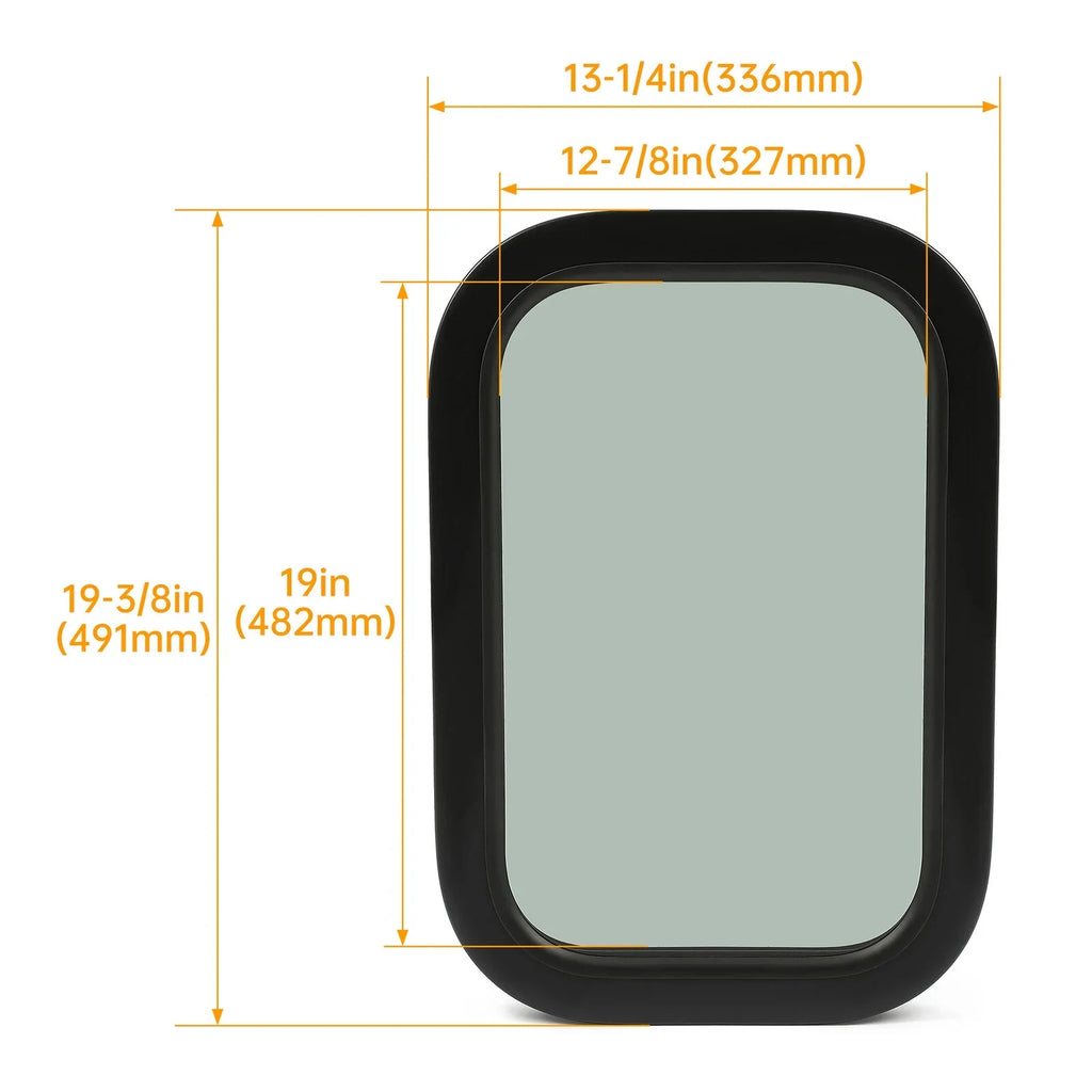 Kojem  Window Black Universal for Camper Vertical Trailer Rip-Up Cargo Powder Coated Glass Steel