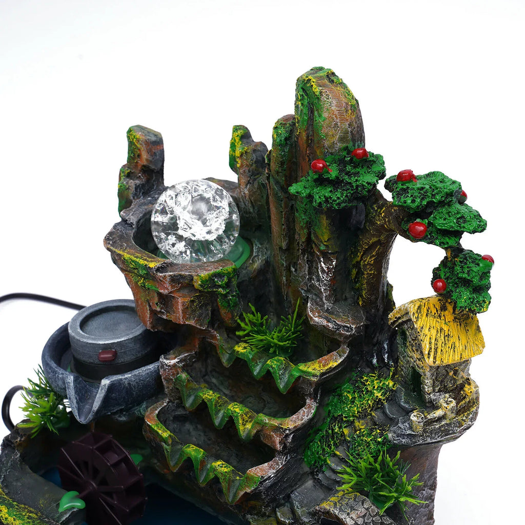 ZhdnBhnos Indoor Tabletop Fountain With Atomizer & Led Light Rockery Waterfall Home Office Fengshui Decoration