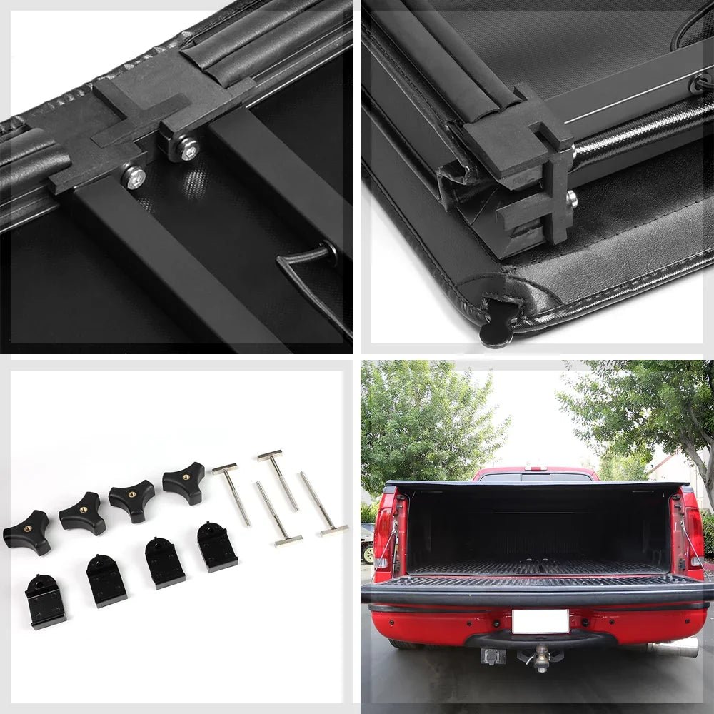 Short Bed Truck Tonneau Cover 5Ft Soft Top Tri-Fold Fleetside for 05-21 Frontier Fits select: 2005-2019