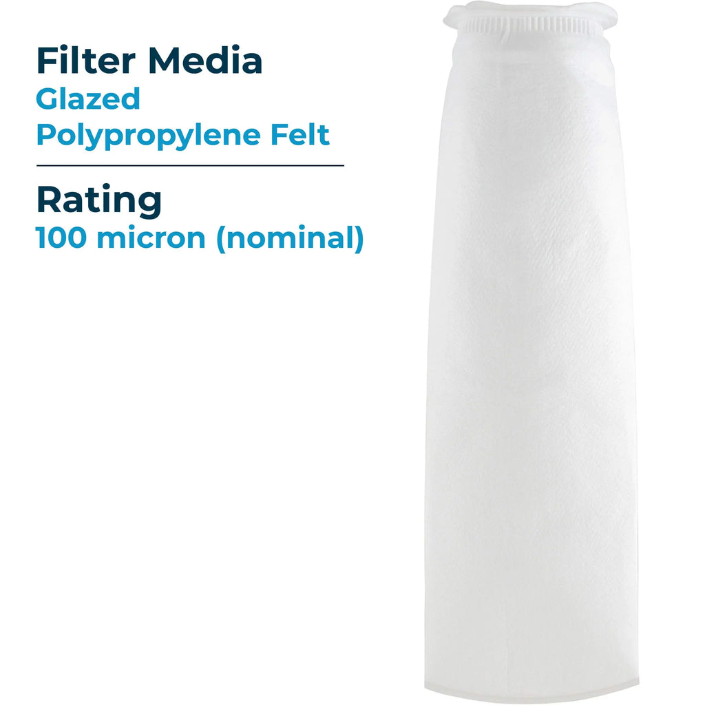SpiroPure --420-100 100 Micron #4 (20”) Glazed Polypropylene Felt Liquid Bag Filter -420-100 155394-03 (Case of 40)