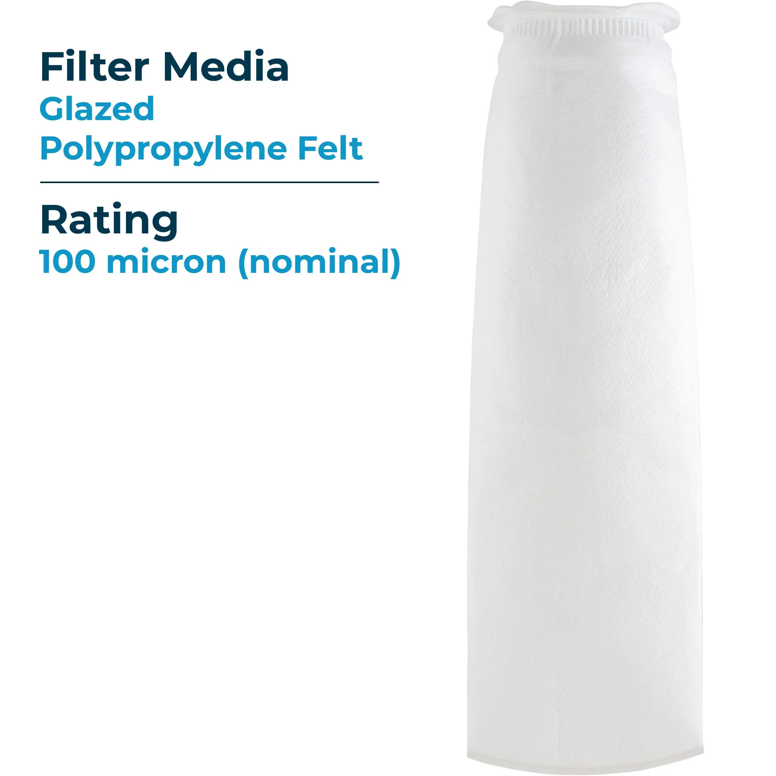 SpiroPure --420-100 100 Micron #4 (20”) Glazed Polypropylene Felt Liquid Bag Filter -420-100 155394-03 (Case of 40)