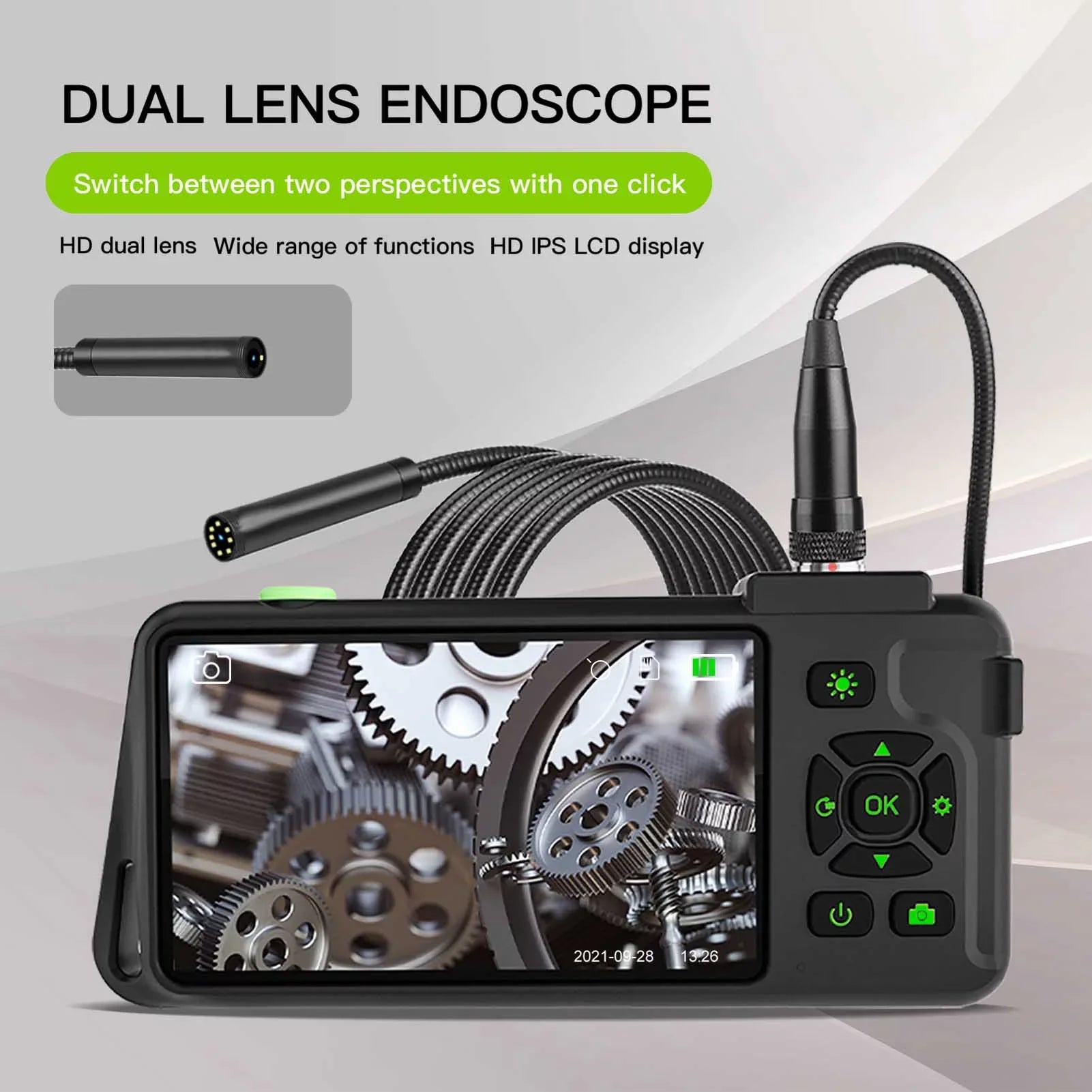 Docooler Industrial  with 4.5-inch  Color Display 1080P Photos Videos Snake  with 8   Borescope  Waterproof 2 Million Pixels Inspection  with   Slot for Maintenance