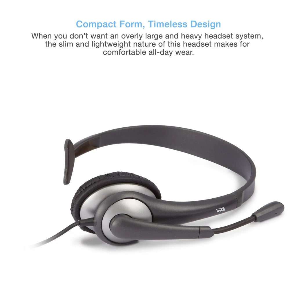 Cyber Acoustics Gray Mono Headset w/ -Adapter & Microphone (-104) -