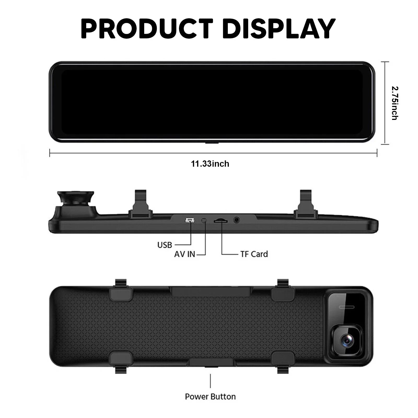 Car Rear View Mirror Camera Dual Dash Cam  Video Recorder Driving Recorder with Night Vision Panoramic Rearview Mirror with 4K 12" Full Touch Screen