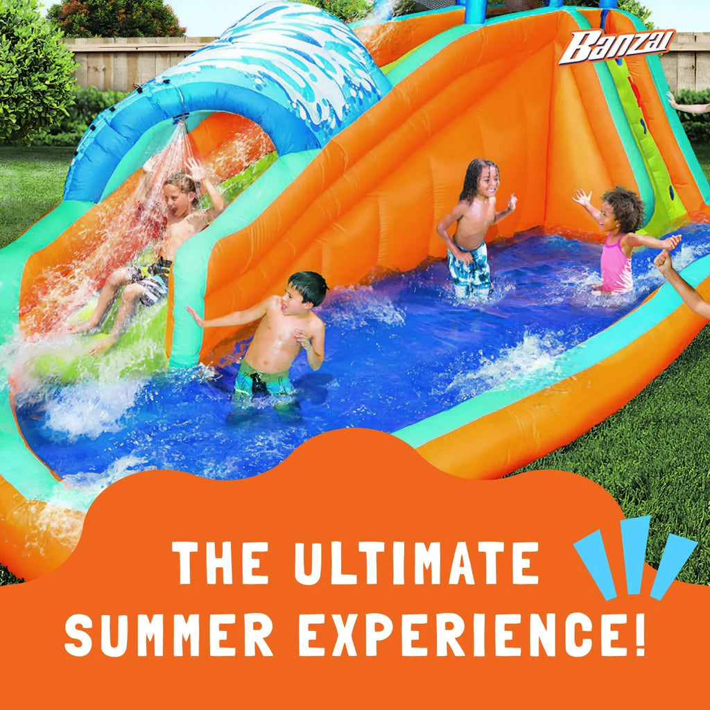 Banzai Surf Rider Kids Inflatable Outdoor Lagoon Water Slide Splash Park