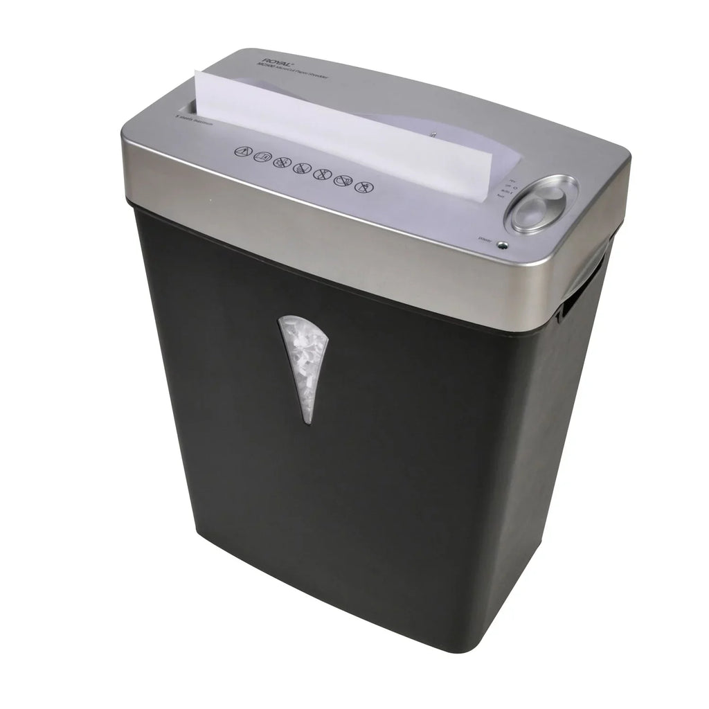Royal  Paper Shredder - Micro Cut - 5 Per Pass - for shredding Paper, Credit Card - 0.157" x 0.394" Shred Size - 4 gal Wastebin Capacity - Black, Silver