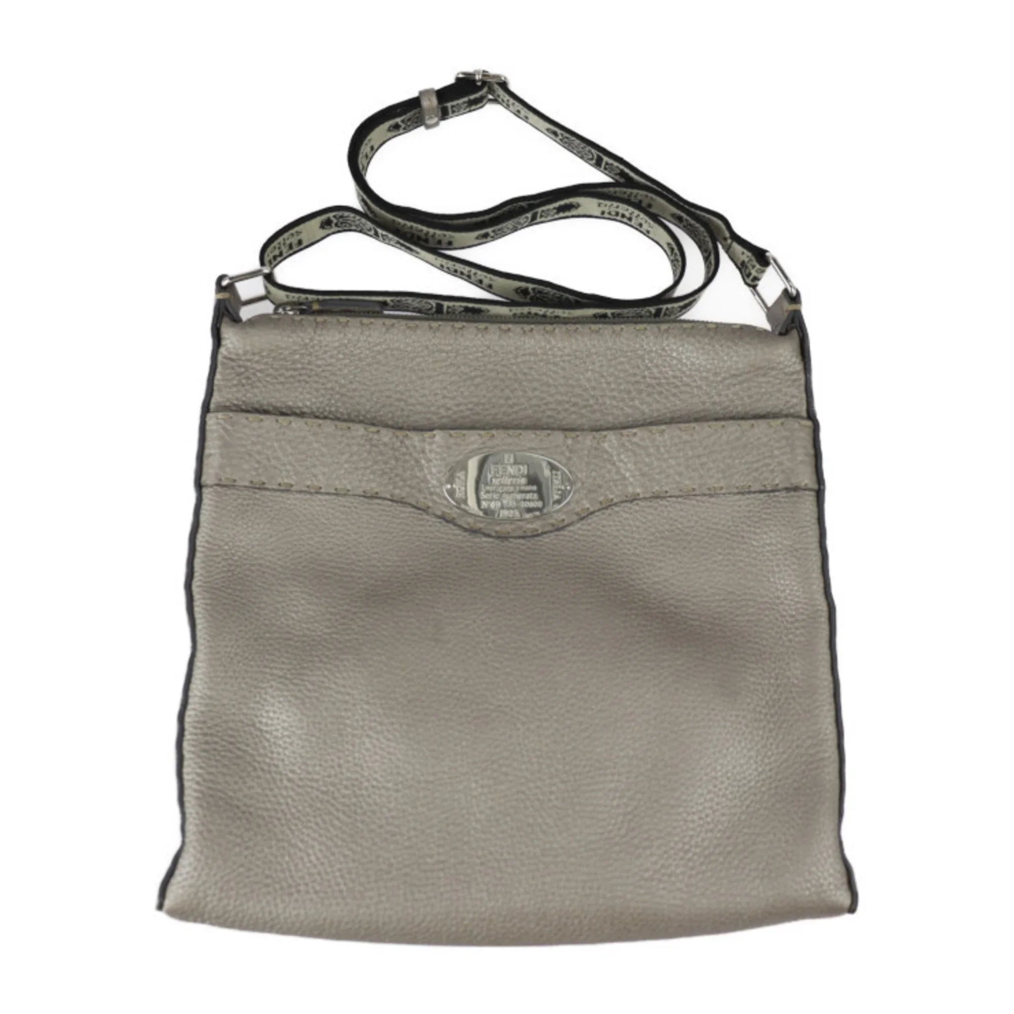 Pre-Owned  Fendi Selleria Shoulder Bag 8BT109 Leather Bronze Silver Metal Fittings Diagonal Hanging (Good)