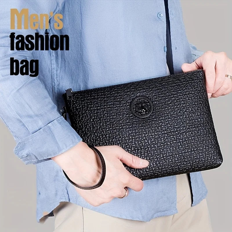 moocr Men‘s Fashion Business Clutch Bag  Tiger Head Handbag  Large Capacity Envelope Bag
