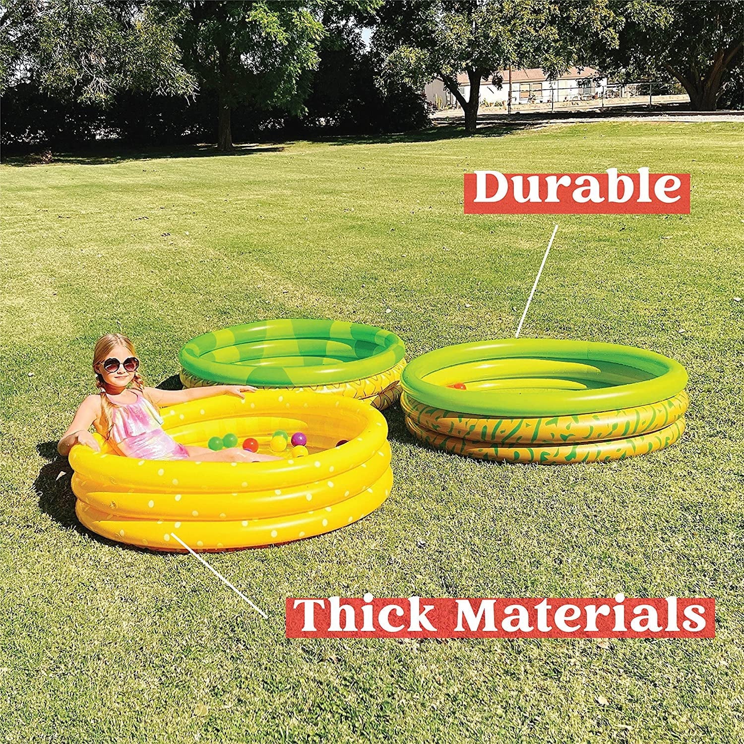 3 Packs 45  10 Inflatable Kiddie Pools Lemon Pineapple Avocado Inflatable Kiddie Pool Set for Kids Summer Fun Baby Swimming Pool Water Pool Pit Ball Pool