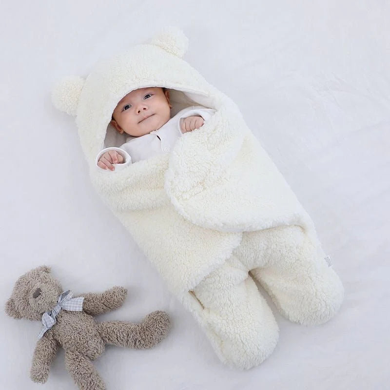 Plush Wrap Colored Blanket with Cotton Lining for Babies Ages 0–2