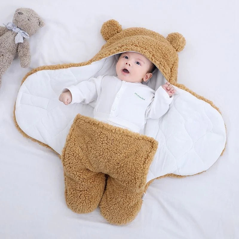 Plush Wrap Colored Blanket with Cotton Lining for Babies Ages 0–2